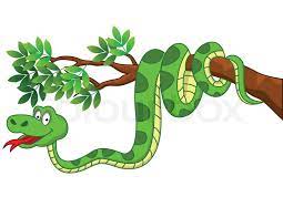 Snake hanging from tree cartoon. Snake Cartoon Stock Vector Colourbox