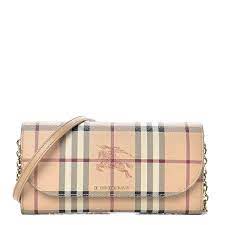 Burberry new style leather and haymarket check crossbody bucket bag. Burberry Haymarket Check Henley Wallet On Chain Mid Camel 539432 Fashionphile