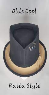 Olds Cool Rasta Style The Black Hatter Uptown Fedora Top Hat Polyester Felt Blend Brim With A Denim Crown Denim Bri Mens Hats Fashion Hats For Men Rasta