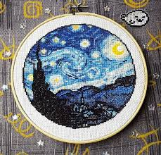 Original cross stitch pattern designs. Starry Starry Night Handmade Digital Counted Cross Stitch Pattern Needlepoint Hlpsocialsquare Com