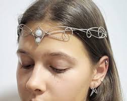 Aqua/aquamarine Crystals Silver Celtic Flourish Elven Elf Elvish Fairy  Faerie Princess Goth Headpiece Headdress Circlet Crown Tiara Headband