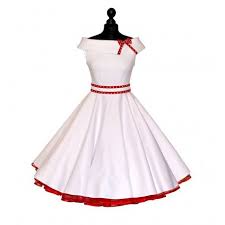 Stilvolles Kleid Weiss Rot Edelsatin Kleider Petticoat Kleid Hochzeit 50 Jahre Kleider