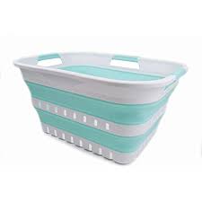 Container store collapsible laundry basket. Amazon Com Sammart Collapsible Plastic Laundry Basket Foldable Pop Up Storage Container Organizer Portable Washing Tub Space Saving Hamper Basket Rectangular Grey Home Kitchen