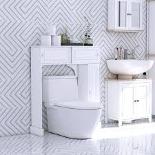 How to build diy floating shelves | reality day dream. Homcom Freestanding Over Toilet Bathroom Storage Cabinet White 35 9 41 Overstock 29811779