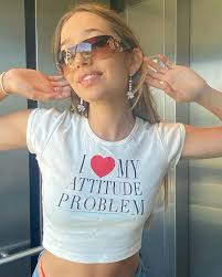 I Love My Attitude Problem Crop Top Women Letter Print Y2K Baby Tee Short  Sleeve White S at Amazon Women's Clothing store