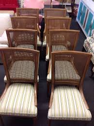 Henredon Cane Chairs Pecan Silk Upholstery Set Of 8 San Jose Dining Room Chairs Cane Chair Dining Room
