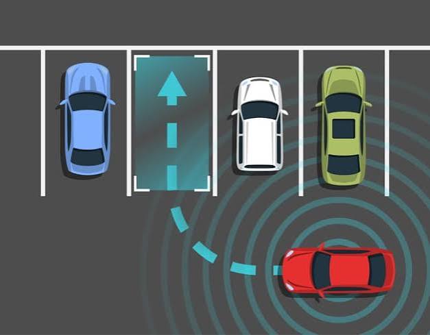Diagram demonstrating parallel parking alignment and reference points for a driving test in Spain, Parking tips: reverse, parallel and forward bay parking guides with steps ➤  AUTODOC CLUB