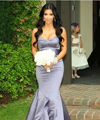 Here are the bridesmaid dress trends you should know about. Kim Kardashian Purple Satin Mermaid Celebrity Formal Bridesmaid Dress