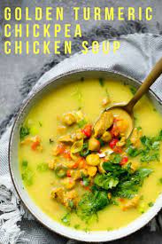 Golden Turmeric Chickpea Chicken Soup Get Healthy U Recipe Healthy Winter Recipes Dinner Vegetarian Recipes New Vegetarian Recipe