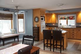 Image Result For Kitchen Colors That Go With Golden Oak Cabinets Blue Kitchen Walls Oak Kitchen Cabinets Wall Color Grey Kitchen Walls