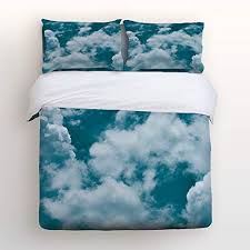 meet 1998 luxury 4 piece bedding set blue sky and white clouds duvet covers set duvet cover bed sheet blue bedding sets sheets bedding pattern soft bed sheets