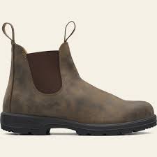 Chelsea boots with elasticized side panels and loop at front and back. Rustic Brown Premium Leather Chelsea Boots Men S Style 585 Blundstone Usa