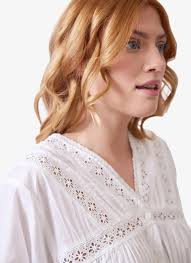 April Long Sleeve Cotton Nightgown in White