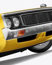 Download Retro Sport Car Mockup Half Side View In Free Mockups On Yellow Images Object Mockups PSD Mockup Templates