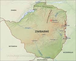 Great zimbabwe is the name of the stone ruins of an ancient city near modern day masvingo, zimbabwe. Zimbabwe Physical Map