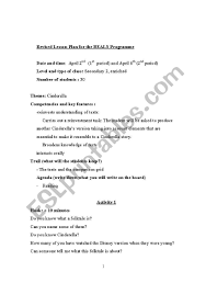 The main thing is to make sure they contain the main elements. English Worksheets Cinderella Lesson Plan
