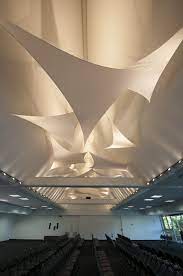 Ceiling Configuration Of Juxtaform Stretch Fabric Panels Fabric Ceiling Ceiling Light Design Ceiling Installation