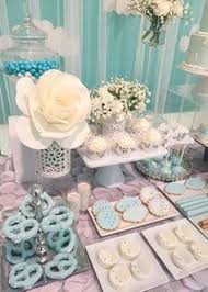 Shimmering Heaven Sent Baby Shower Treat Table Babyshowergames Baby Shower Candy Table Baby Shower Candy Baby Shower Candy Bar