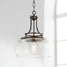Charleston 13 1 2 Wide Clear Glass And Bronze Pendant Light 4f066 Lamps Plus