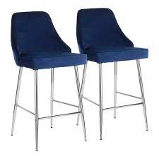 Accommodate family and friends with this set of two noble house chewalla counter stools. Lumisource Marcel 25 In Chrome Metal Counter Stool With Navy Blue Velvet Upholstery Set Of 2 B25 Marcel Vnb2 The Home Depot