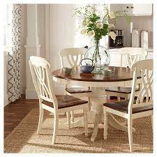 This white glass extendable kitchen table opens up by rotating 180 degrees as expanding glass elongates this oval table. 5 Piece Countryside Round Table Set Antique White Dining Room Table Dining Room Chairs Dining Room Decor