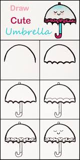 Learn How To Draw A Cute Umbrella Step By Step Very Simple Tutorial Umbrella Drawings Kawaii T Doodle Art For Beginners Cute Umbrellas Cute Easy Drawings