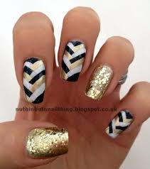 Black And White Nail Art Nuthin But A Nail Thing Gold Black And White Fishtail Manicure Black Gold Nails Gold Nails Gold Nail Designs