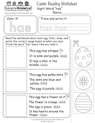 easter reading worksheet for kindergarten