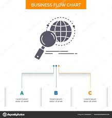 Global Globe Magnifier Research World Business Flow Chart