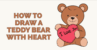 Draw an oval for the head and a… How To Draw A Teddy Bear With A Heart Really Easy Drawing Tutorial