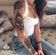 If I Got A Sleeve It Would Look Like This One Pretty But Maybe In Color Not Blk Ink Henna Sleeve Tattoos Henna Tattoo
