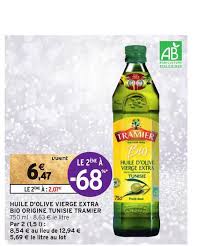 Offre Huile D Olive Vierge Extra Bio Origine Tunisie Tramier Le 2eme A 68 Chez Intermarche Express