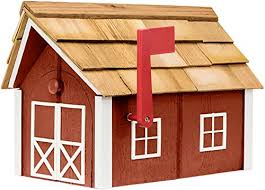 Shop mailbox from pottery barn. Painted Amish Mailbox With Cedar Roof And Windows Door Trim Red With White Trim Buy Online In Aruba At Desertcart Productid 40614008