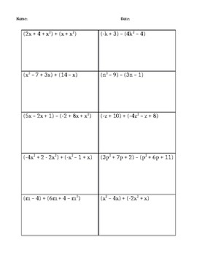 Adding Polynomials Worksheet Teachers Pay Teachers