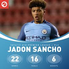 Maybe you would like to learn more about one of these? Squawka Football On Twitter Jadon Sancho For Man City In The U18 Premier League And Pl2 During The 2016 17 Season 22 Games 16 Goals 6 Assists Next Stop Bvb Https T Co 1bl4jckuge