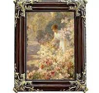 Vintage Retro Hand-Craft Floral Painting Frame – Handmade European Style  Resin Art Frame with Oval Center