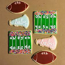 The zazzle marketplace has football gender reveal invitation designs from amazing designers starting as low as $1.80. Football And Cheerleader Gender Reveal Baby Shower Cookies Football Field Cookies Mega Gender Reveal Cookies Gender Reveal Party Theme Football Gender Reveal
