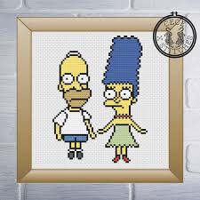 Chibi Simpsons, Cute Homer and Marge Cross Stitch Pattern, PDF Download