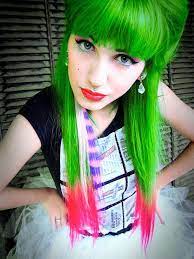 Neon hot pink and lime green. Perfect Green Hair Colors Ideas On We Heart It Visual Bookmark 10629610 Green Hair Hair Styles Bright Hair