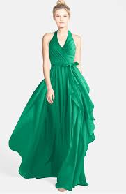 Wedding Bridesmaid Dresses and Gowns Pepper Green color Halter Winter