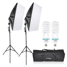 Andoer Photography Studio Lighting Kit Softbox Cube Tent Video Equipment With 135w Bulb 200cm Light Stand 50x70cm Softbox And Carrying Bag For Studio Photography Andoer Com