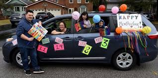 If you have a front yard, set up a chair outside for the birthday kid to sit and watch while their guests drive by, honking and shouting birthday wishes out the window. No Parties No Problem Scarborough Parents Try Drive By Birthday Parades Toronto Com