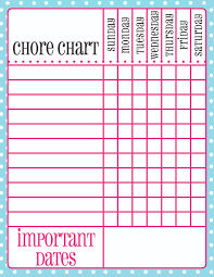 Teen Chore Chart Template Teplates For Every Day