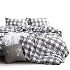 Black And White Buffalo Check Bedding King Wake In Cloud Washed Cotton Duvet Cover Set Buffalo Check Gingham Plaid Geometric Checker Pattern Farmhouse Bedding Sets Duvet Cover Sets Bed Linens Luxury
