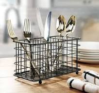 mDesign Metal Wire Kitchen Cutlery/Utensil Storage Bin, 3 Sections - Black