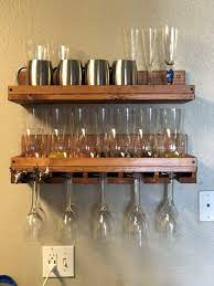 Frosted mason jar tealight holder wall mounted sconce glass holder wooden shelf. 24 Rustic Wood Wine Rack Shelf Hanging Stemware Glass Holder Organizer Bar Shelf Wine Rack Shelf Wine Glass Shelf Wood Wine Racks