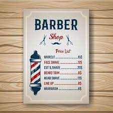 Barber Shop Colored Price Or Brochure List With Prices At The Barber Shop Barbershop Design Barber Shop Decor