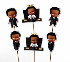 12 Boss Baby inspiried African American Cupcake Toppers, Afro American,  Cupcake,Boss Baby Cupcakes, Theme Birthday Decor, Shower