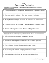 Compound Predicates Rewriting Sentences Compound Subject Combining Sentences Complex Sentences Worksheets