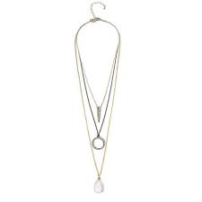 Guess Silver And Gold Tone Layered Necklace Layered Necklaces Horn Pendant Necklace Silver